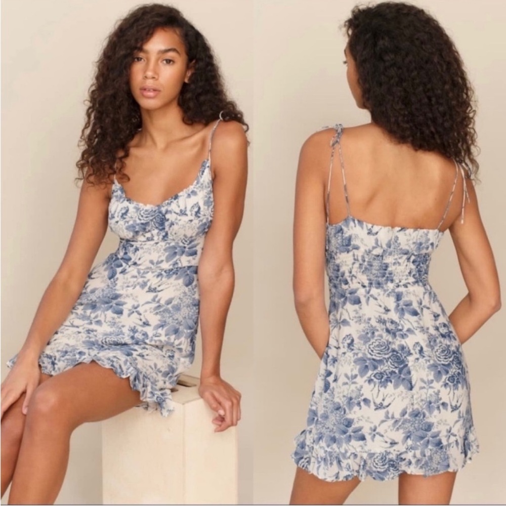 Reformation Esther mini Dress in Pompadour Blue size 4